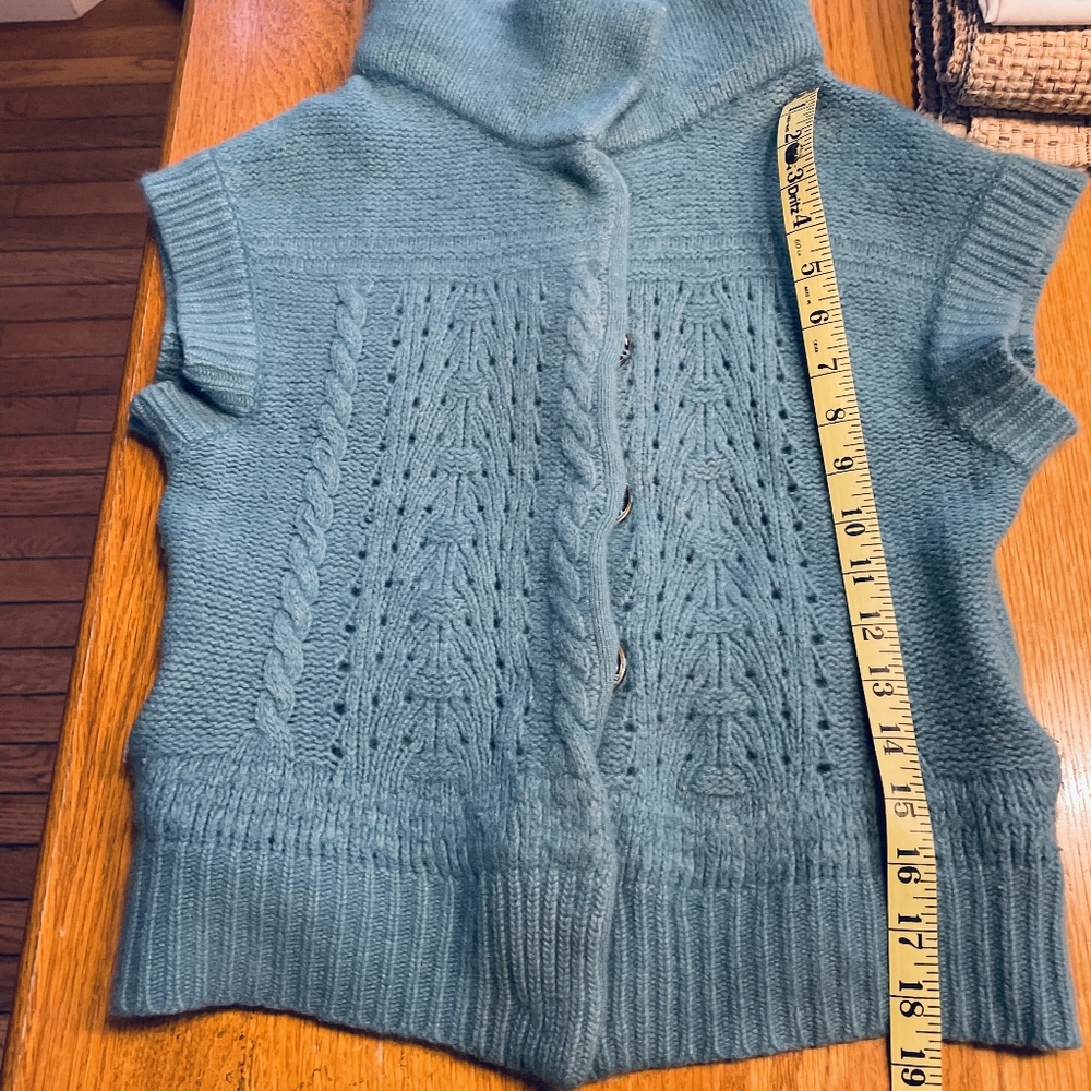 Women's Teal Button Up Woolen Angora Sweater w/ Pockets By Free People sz. Small - Picture 16 of 16